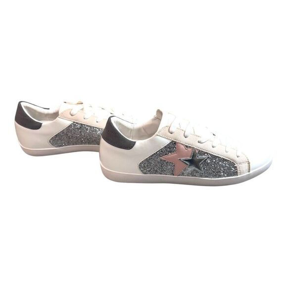 Zaylee White & Glitter Silver Lace-Up Sneakers With Stars US 10 Shoes Tennis SEE - Picture 14 of 16